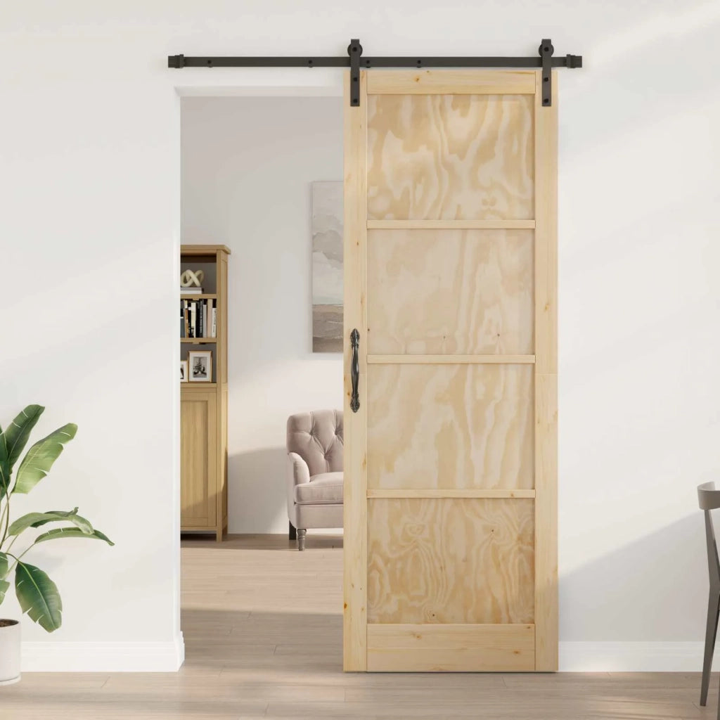 Porta scorrevole Naturale 83 x 232 cm Legno Massello di Pino