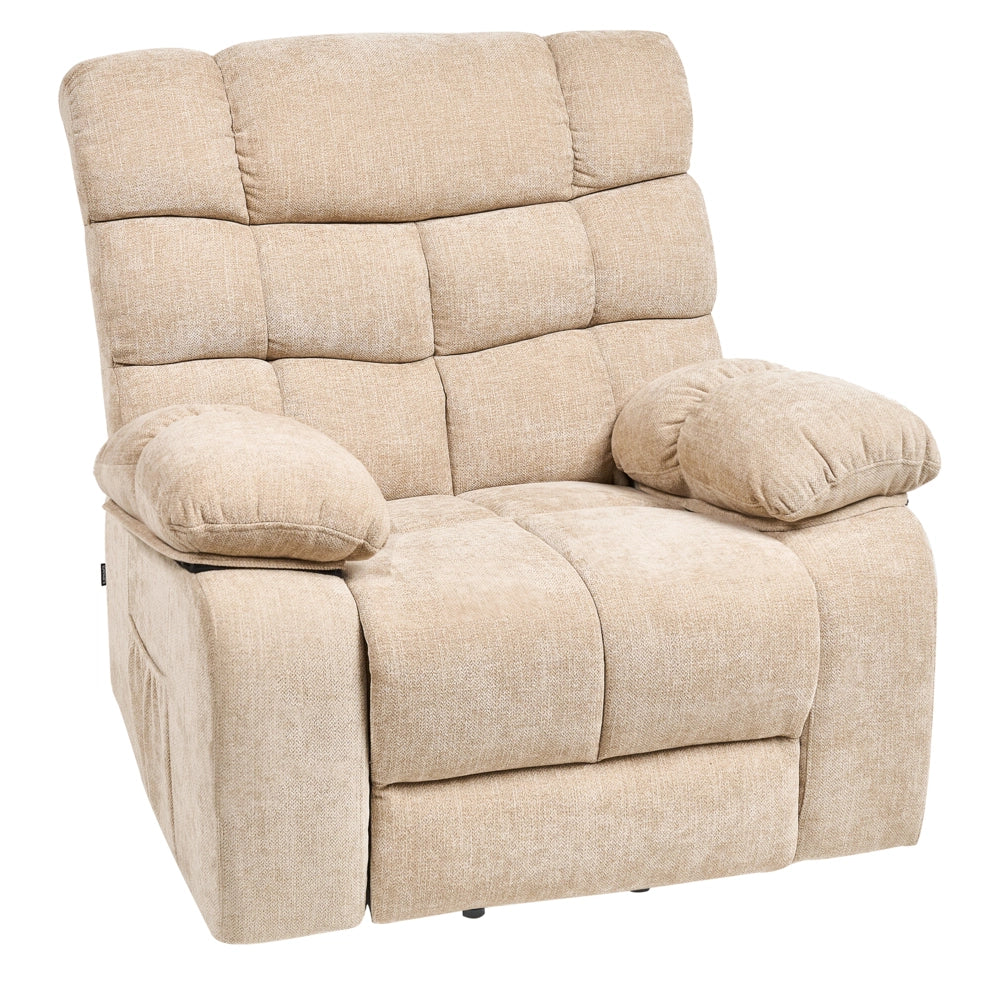Poltrona reclinabile elettrica Poliestere beige Seduta singola imbottita con poggiapiedi Funzione di sollevamento Design moderno Relax
