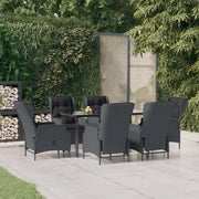 Set da Pranzo da Giardino 7 pz Grigio Scuro in Polyrattan cod mxl 47375