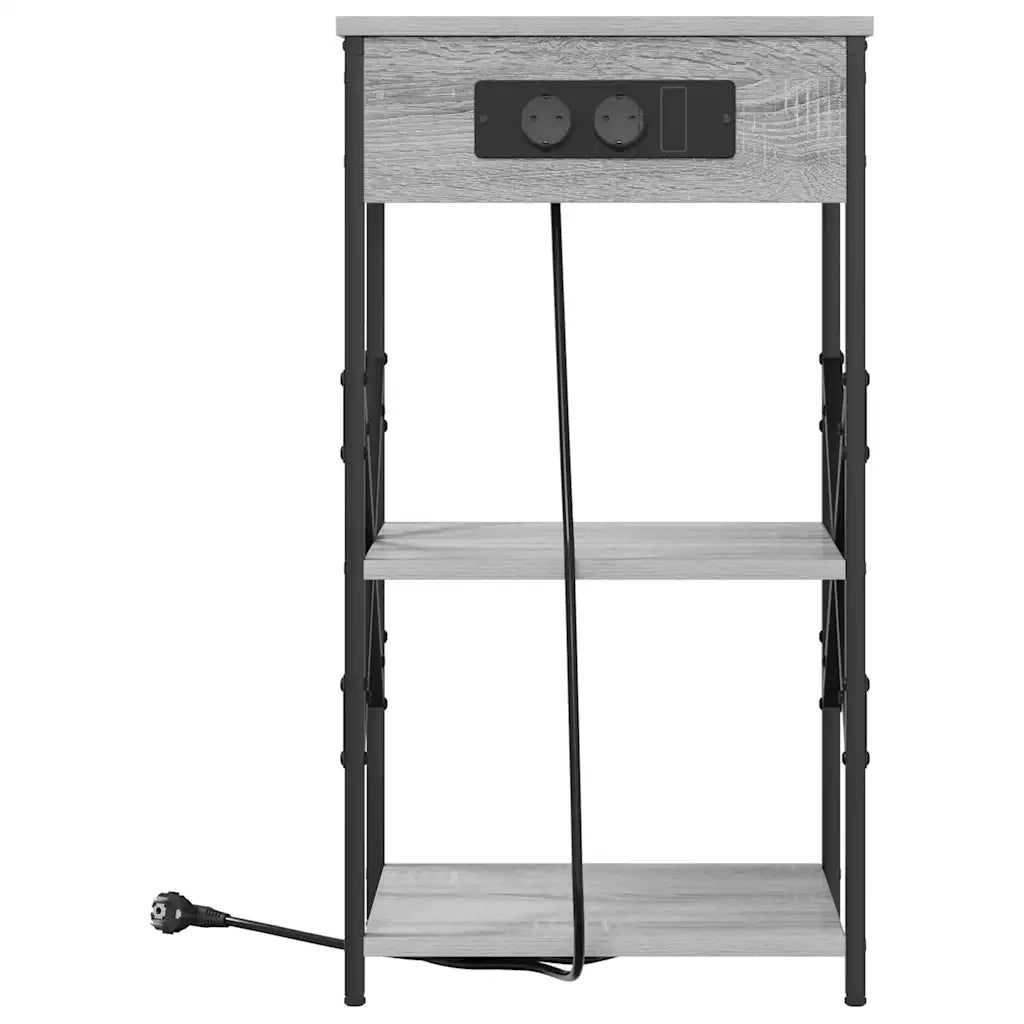 Comodino | Armadio da Notte | Mobiletto da notte con lo scaffale Grigio Sonoma 41 x 31 x 76 cm