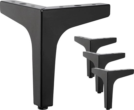 Set di 4 gambe metalliche nere 15 cm a forma triangolare per armadio, divano e tavolo