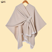 Sciarpa da donna, elegante mantello con cintura diagonale monocromatica