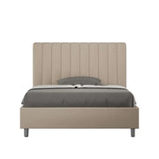Letto matrimoniale francese con rete imbottito 140x200 similpelle tortora Agueda