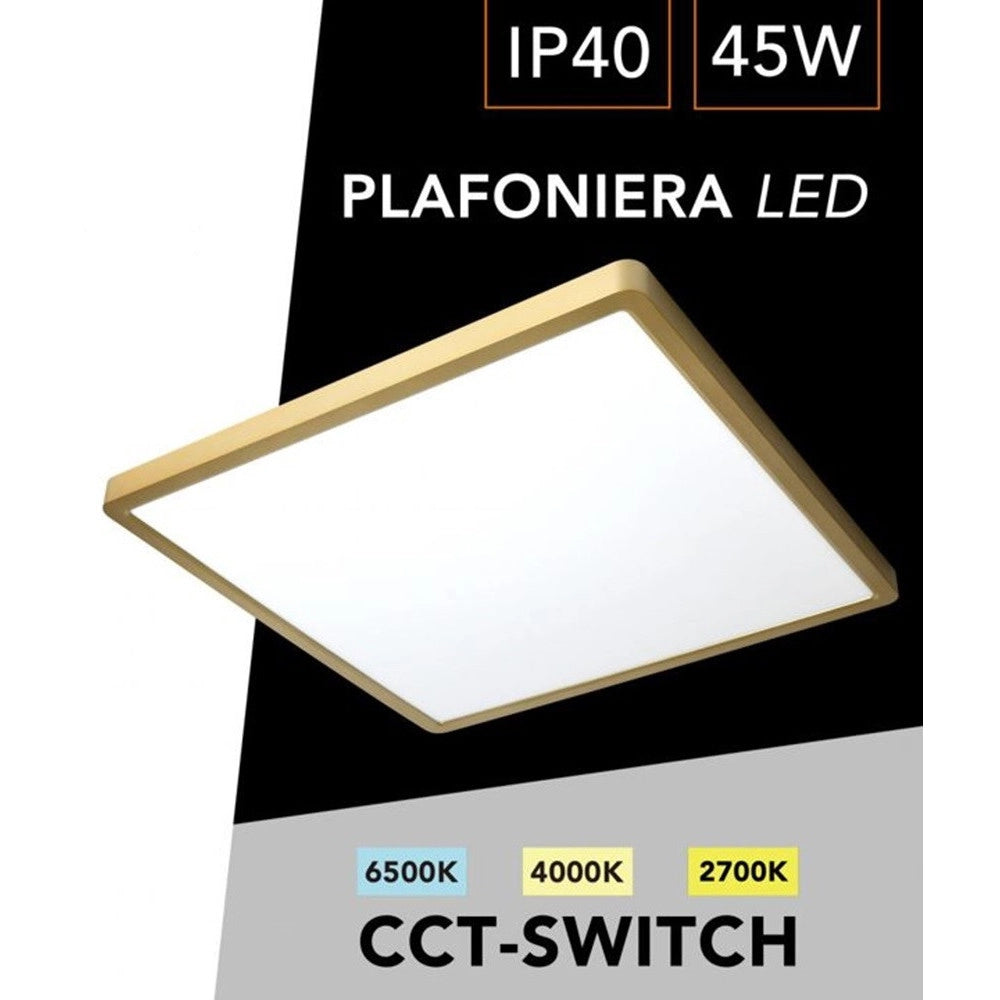Trade Shop - Plafoniera Led Moderna Ultra Slim Quadrata 45w Ip40 Tecnologia Cct Con Switch Pq-450-3c -