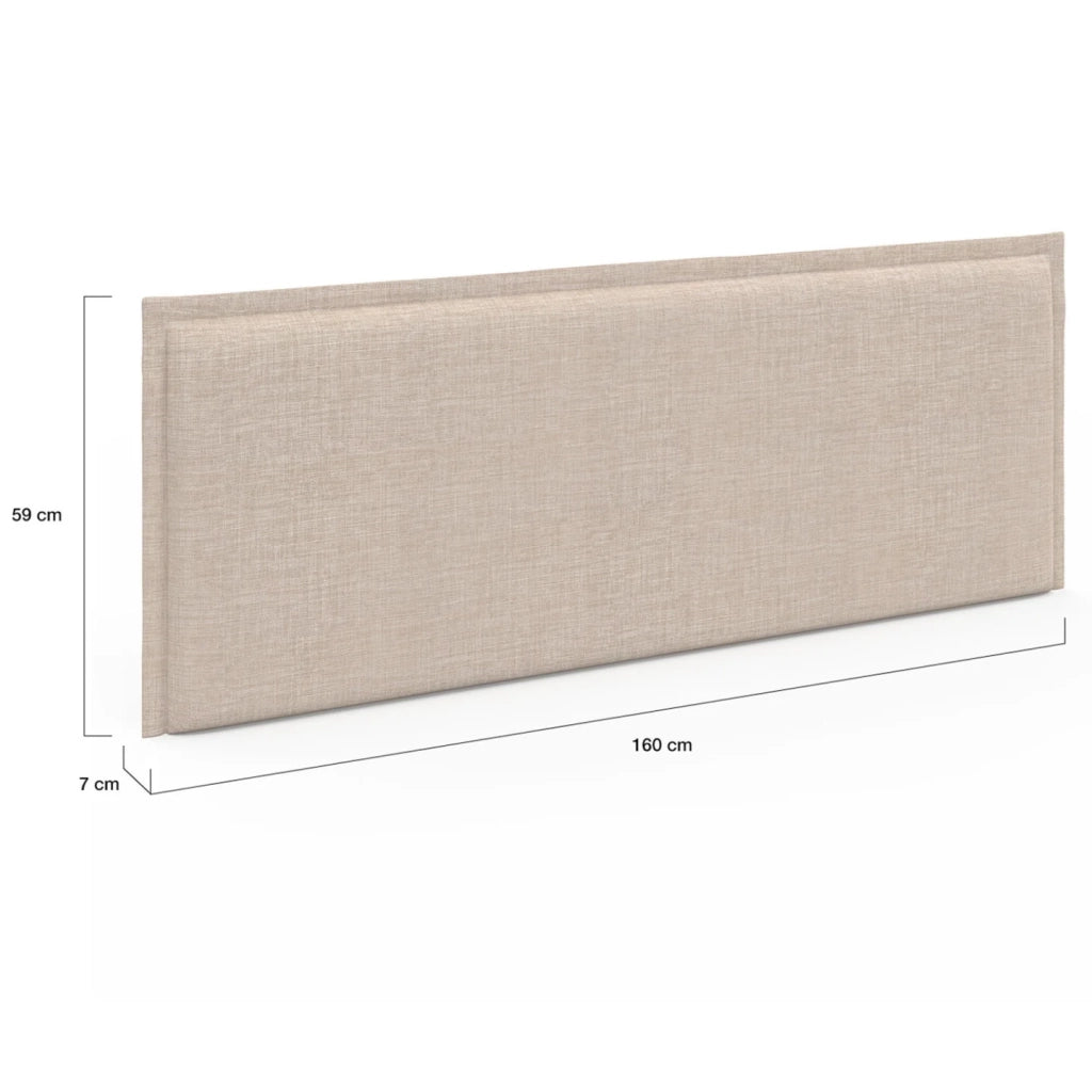 IDMarket - Testiera sospesa ALHYA 160 cm in tessuto di lino beige