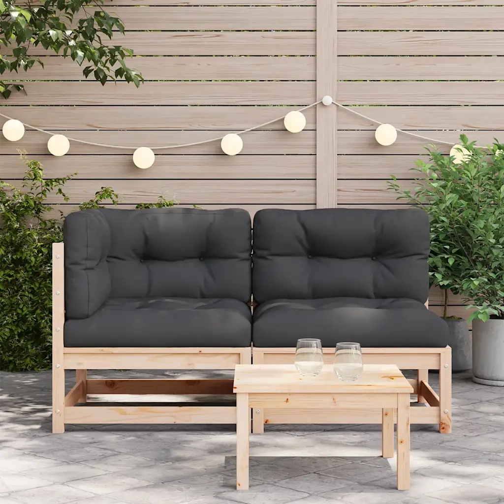 Divano da Giardino con Cuscini a 2 Posti-Sofa da Giardino-Divano da esterno in Legno Massello Pino