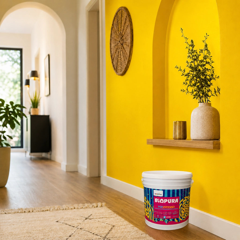 Popintenso palestra e decori interni pittura murale lavabile e coprente cromika *** formato 2.5 lt, colore- limone br...