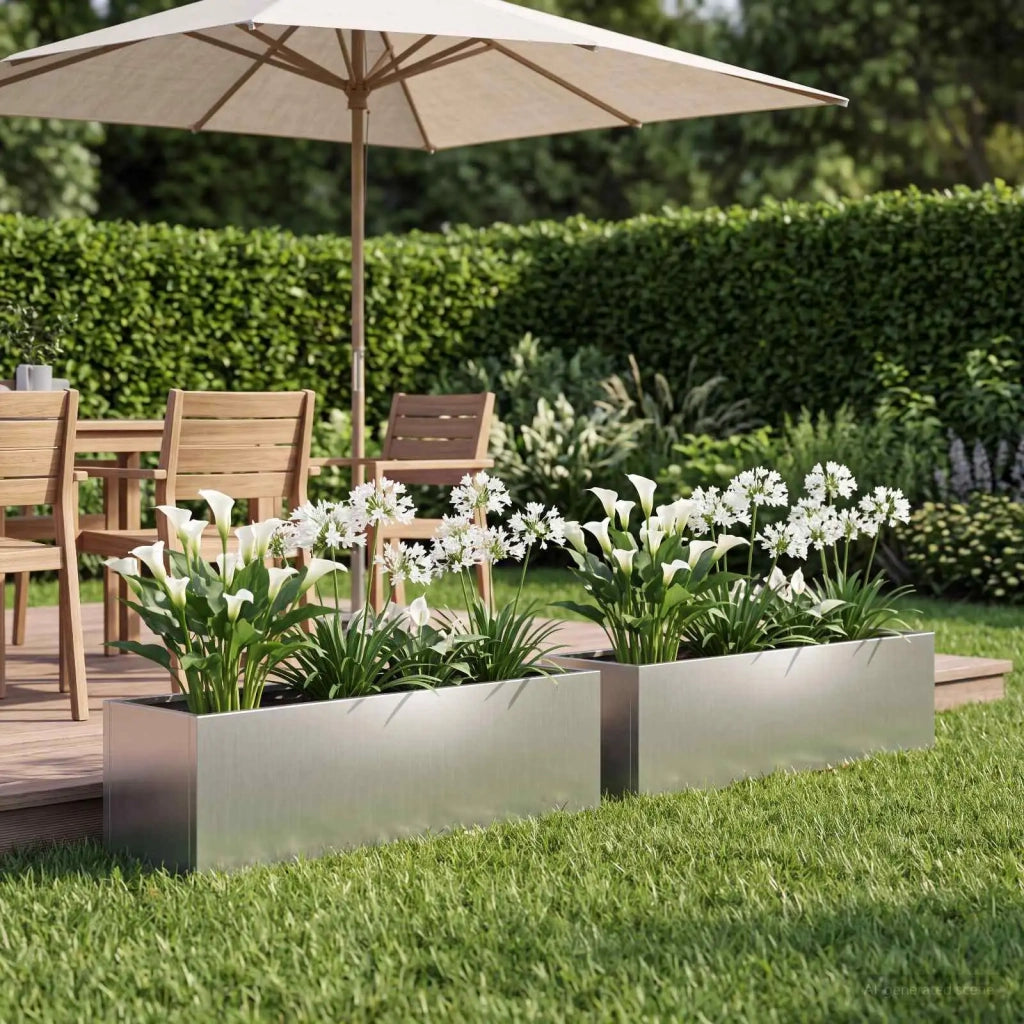 Vaso da giardino 2 pz Argento 100 x 20 x 20 cm Acciaio zincato 8005187