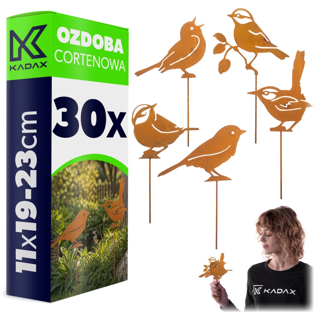 KADAX Ozdoba cortenowa Ptaki P25724 pakiet 6szt K1