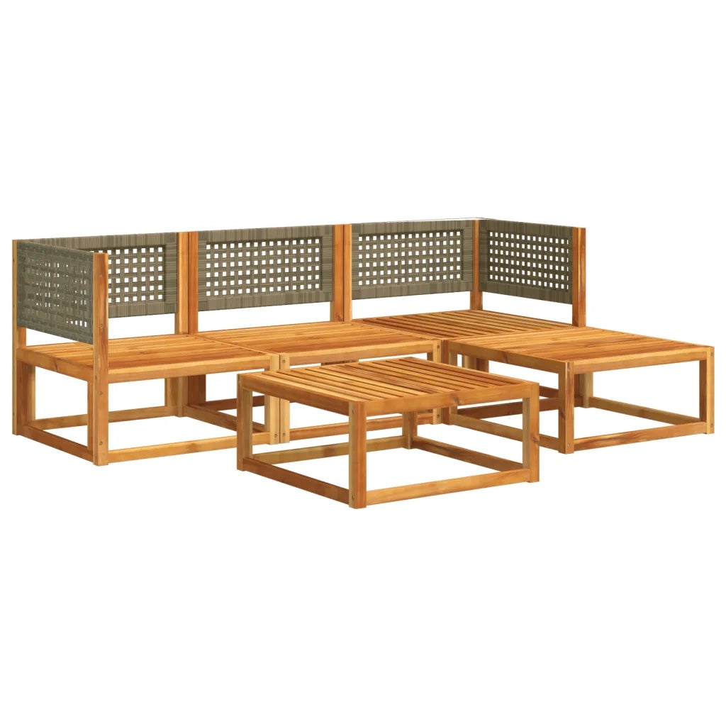 Set di divani da giardino 5 pezzi con cuscini in legno di acacia e rattan 3278895