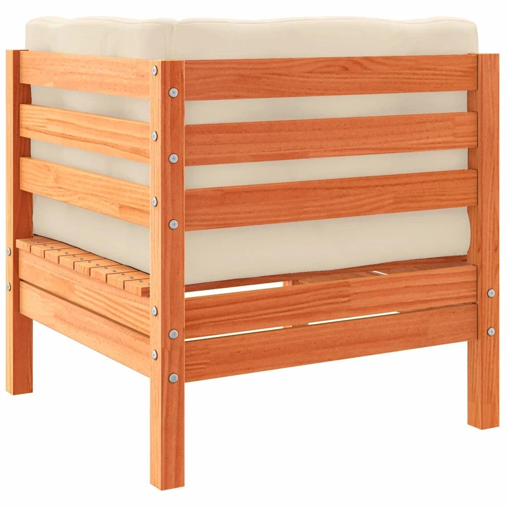 Set Divani Giardino 11pz con Cuscini Marrone Cera Massello Pino 3299648