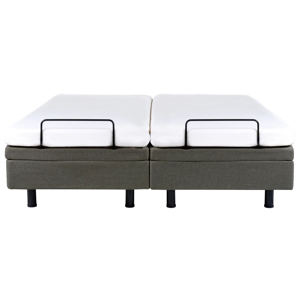 Letto matrimoniale regolabile elettronicamente con telecomando senza testata in poliestere grigio scuro 180 x 200 cm stile moderno