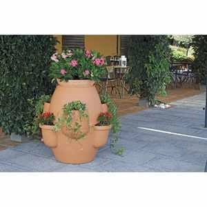 FIORIERA OASI D80XH80 CON SOTTOVASO COTTO CHIARO POLIPROPILENE