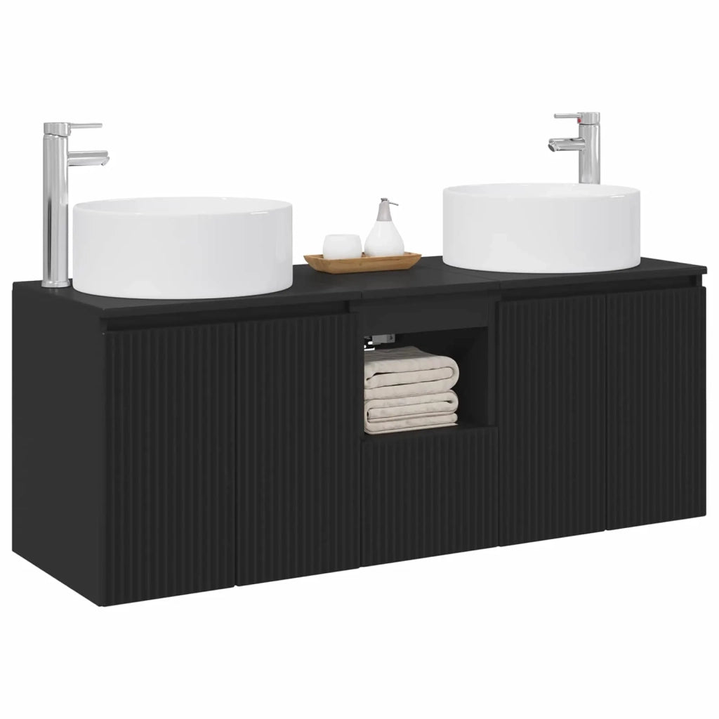 Set di Armadi da Bagno 3 pz Nero 49,5 x 44,5 x 65,5 cm 3405738