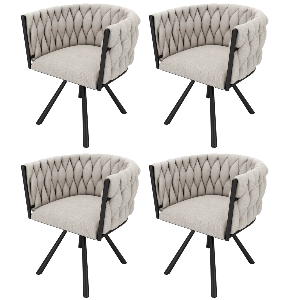 Set di 4 sedie da pranzo girevoli con schienale ergonomico in lino nero