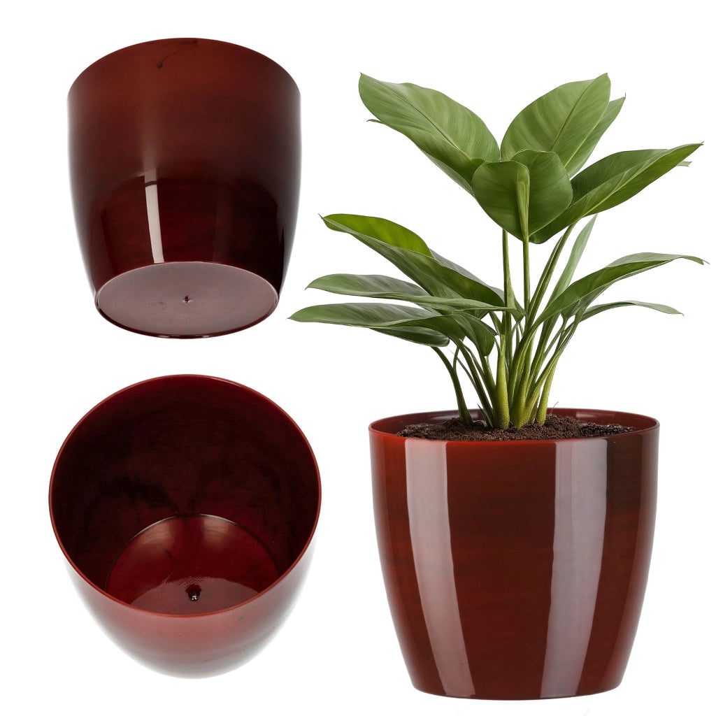 Vaso da fiori KADAX rotondo da 12 cm per soggiorno, effetto marmo rosso.