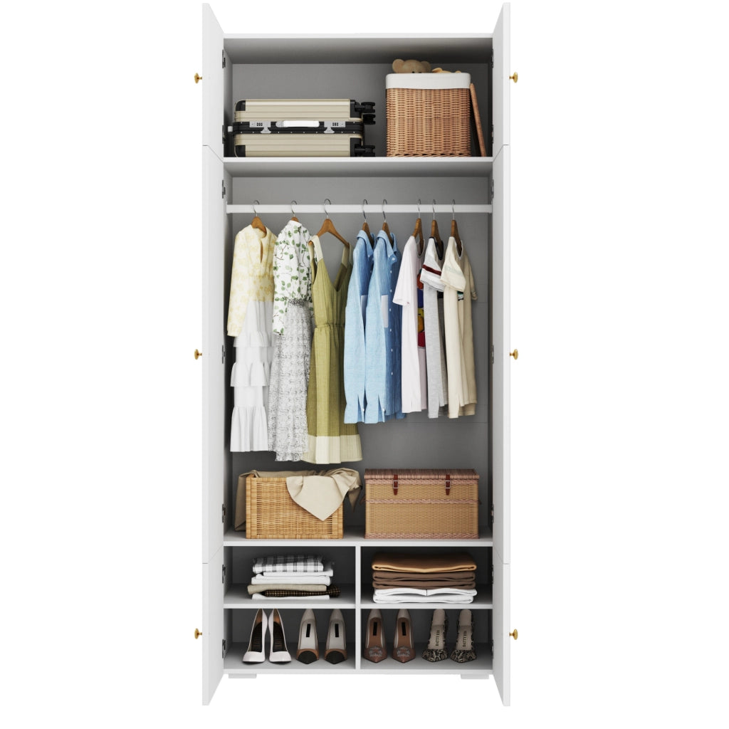 ARMADIO con asta appendiabiti e 5 vani 90x50x200 cm Bianco