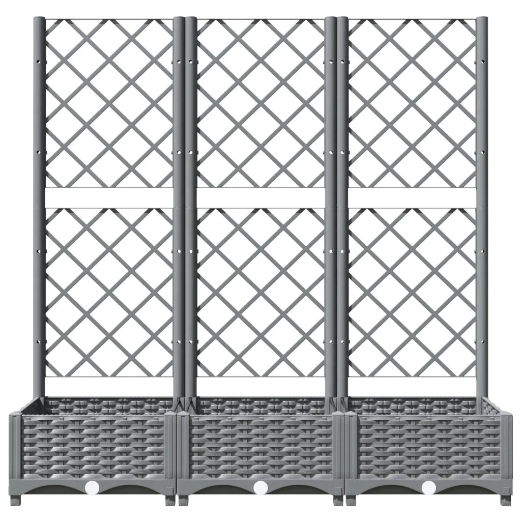 Fioriera | Cassetta per fiori | Vaso Giardino e Graticcio Grigio Chiaro 120x40x121,5cm PP