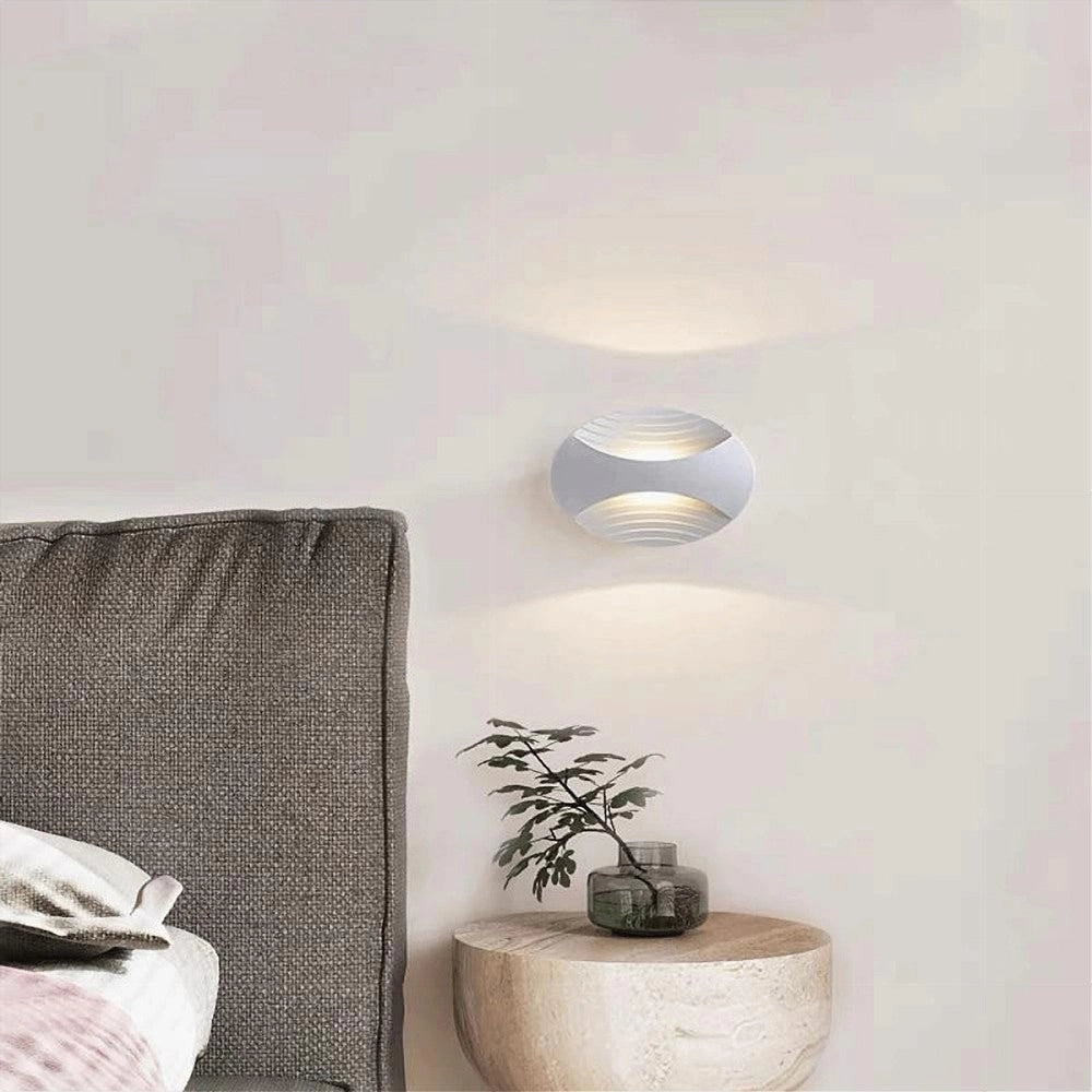 Trade Shop - Applique A Muro Doppia Emissione 6w A Led Lampada Ovale 3 Modalità Luce Aq15-b3c -