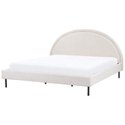 Letto Beige Chiaro Tessuto Poliestere 180 x 200 cm Base a doghe Testiera semicircolare Design minimalista retrò Camera da letto