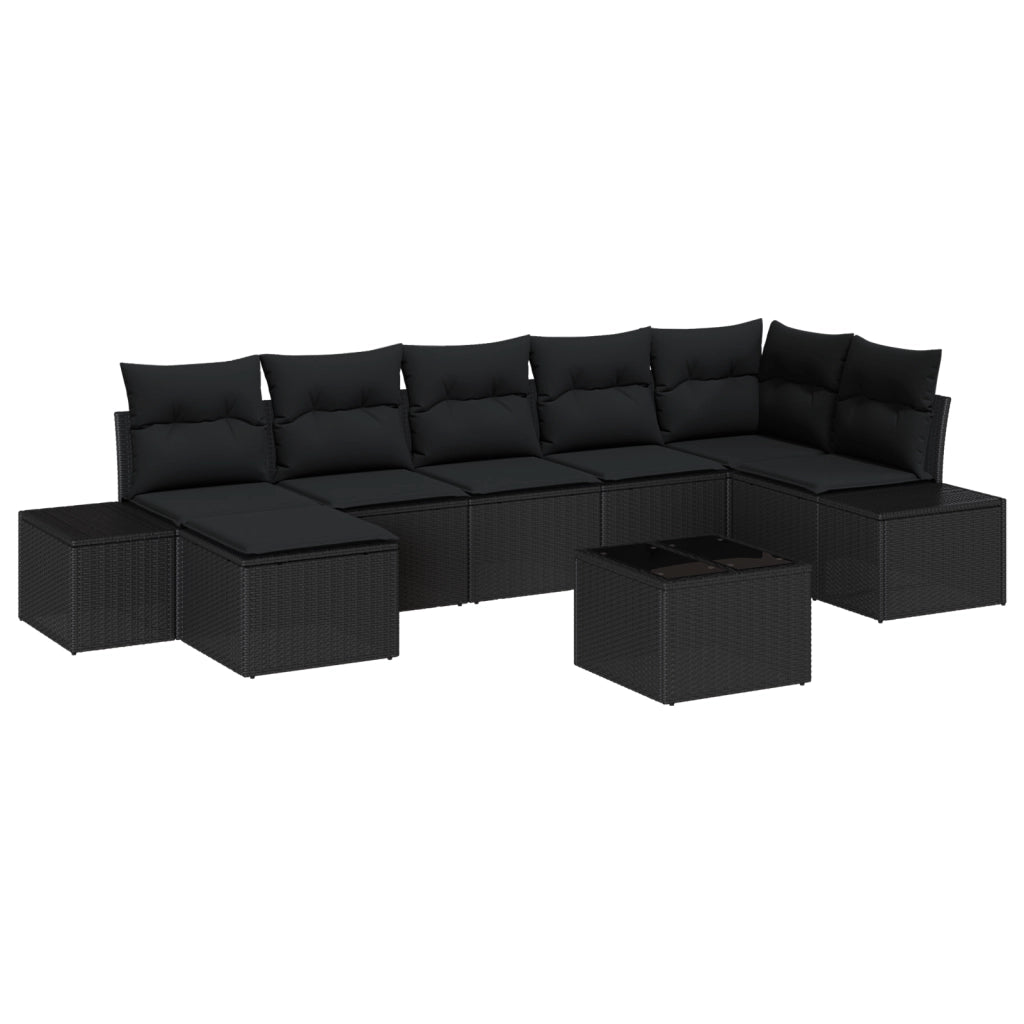 Set divano da giardino 8 pezzi con cuscini beige in polirattan