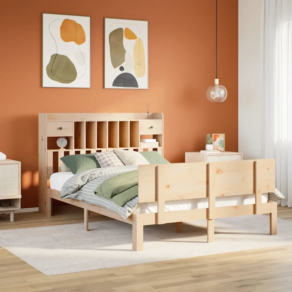 Letto Libreria senza Materasso 140x200 cm in Legno di Pino 3322692