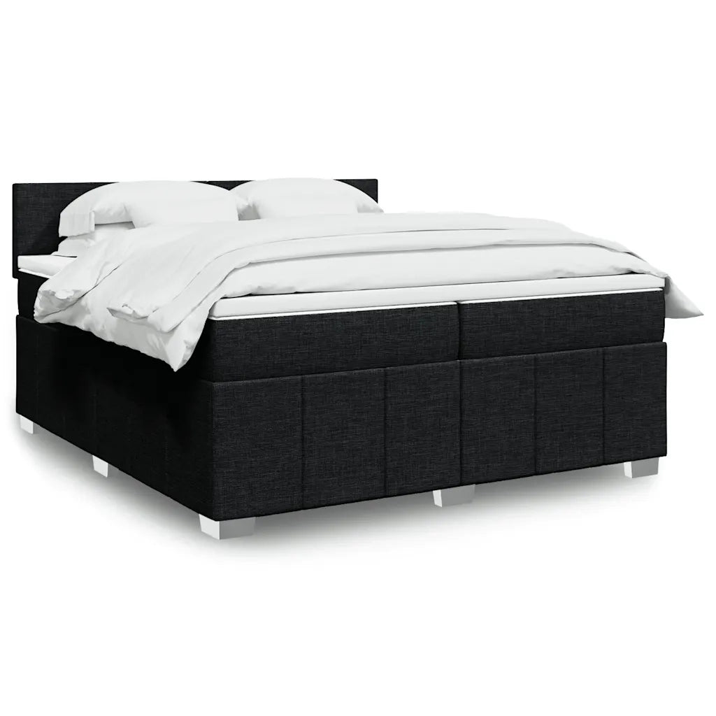 vidaXL Giroletto a Molle con Materasso Nero 200x200 cm in Tessuto