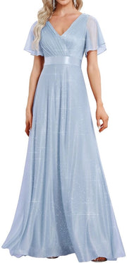 Abito da sposa con riflessi - Collo a V profondo - Vita impero - Linea A - Diverse taglie - Stile e moda - Abito da cerimonia