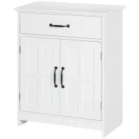kleankin Mobile Salle de Bain, Armadio Salle de Bain in Piedi con Doppia Porta, Cassetto e Ripiano Regolabile, 60x30x75cm, Bianco