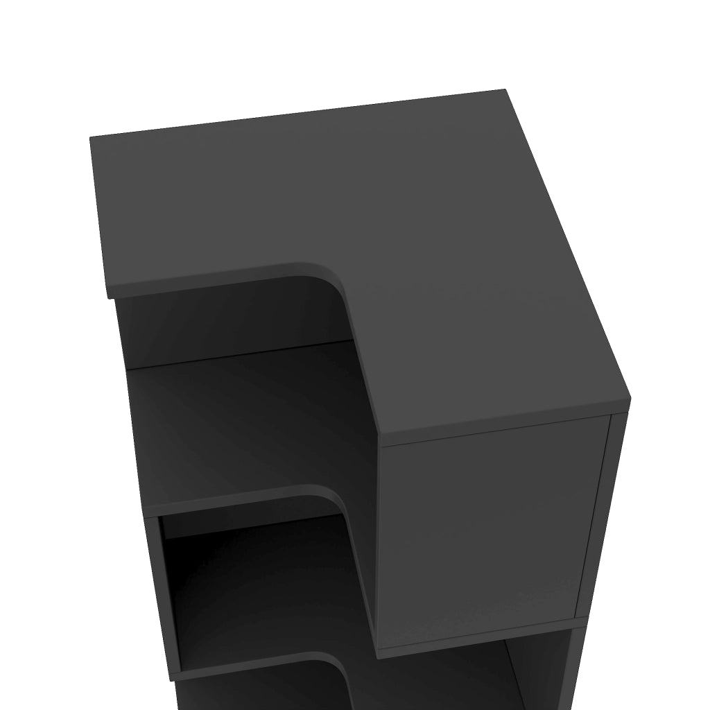 Libreria angolare a L con illuminazione LED controllabile via app, 45 x 43,5 x 180 cm, nero