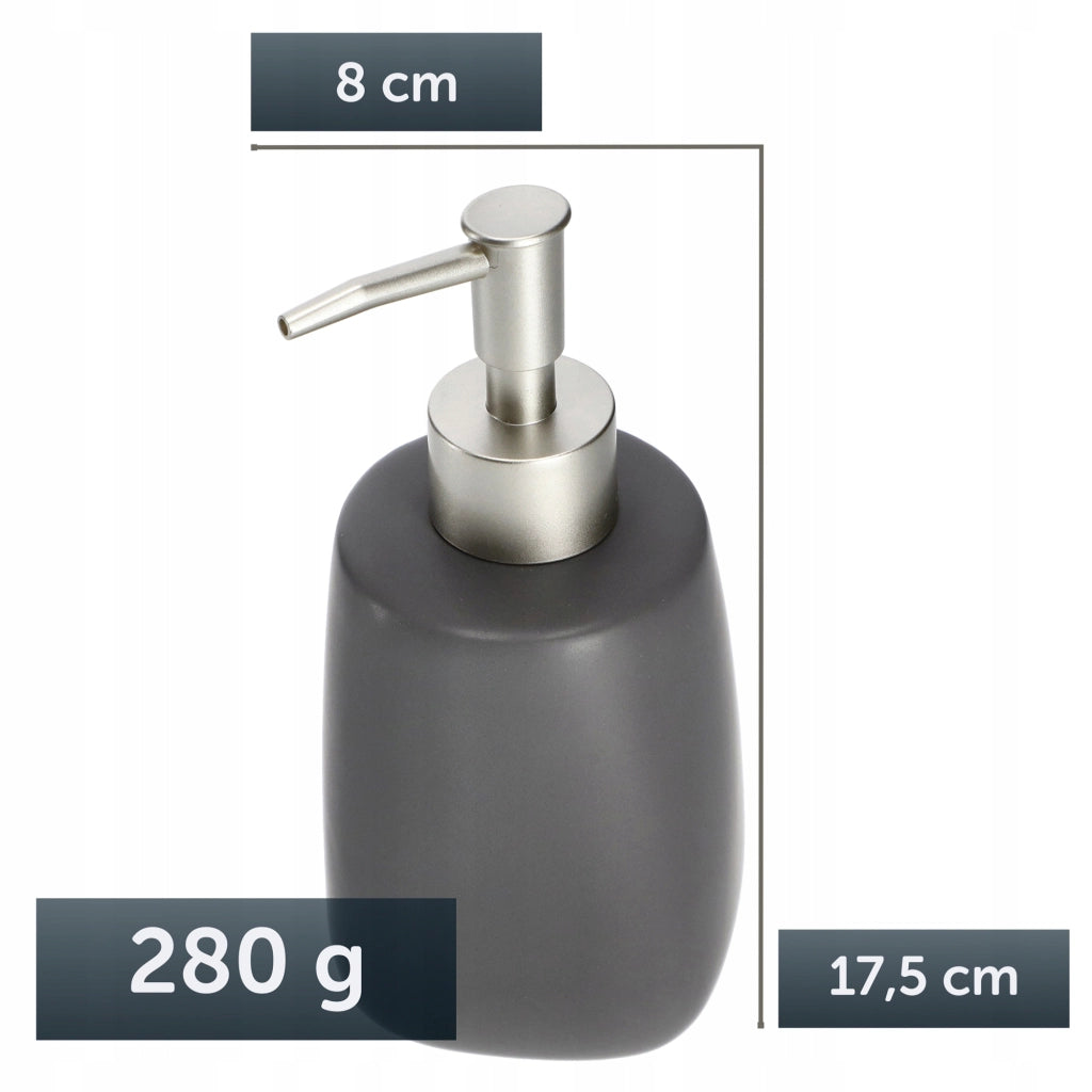Dispenser di sapone liquido KADAX, contenitore da 400 ml, in ceramica grigia.