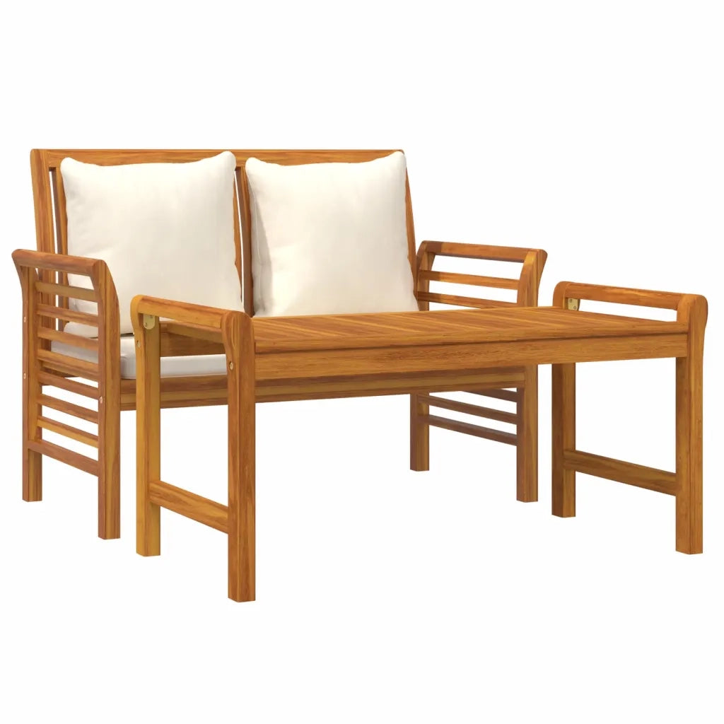 Set Divani Giardino 2 pz Cuscini Bianco Crema in Legno Massello cod mxl 37769