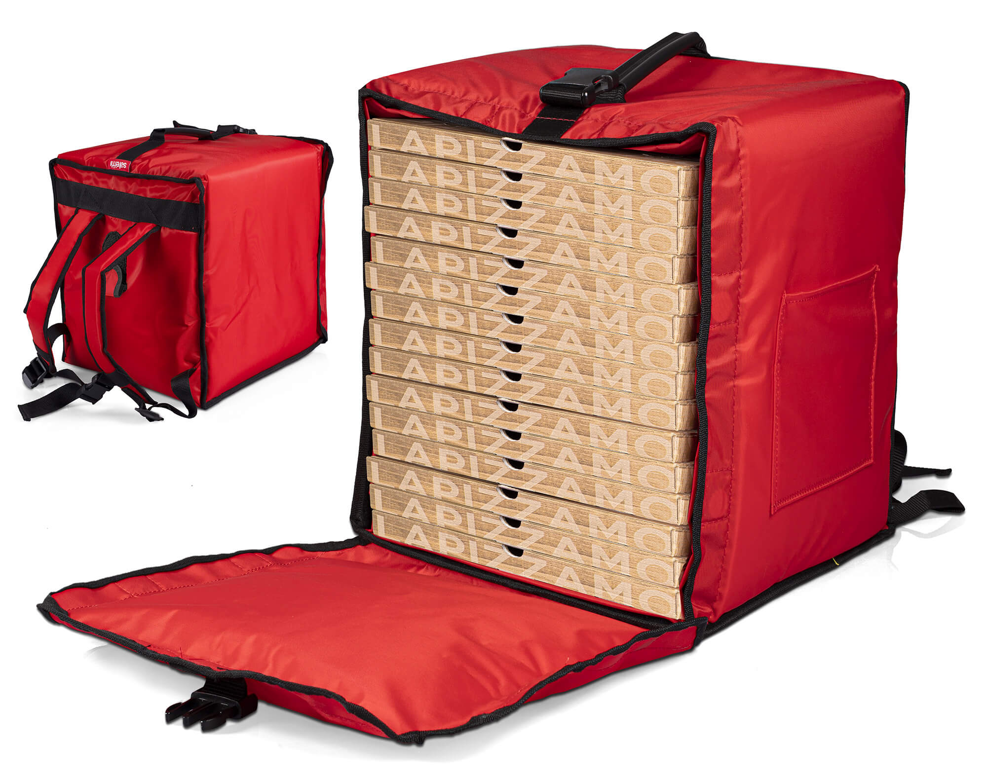 Zaino Termico Rigido Magnetico Porta Pizze da Asporto 15 Cartoni Safemi Magnetic 15 Rosso