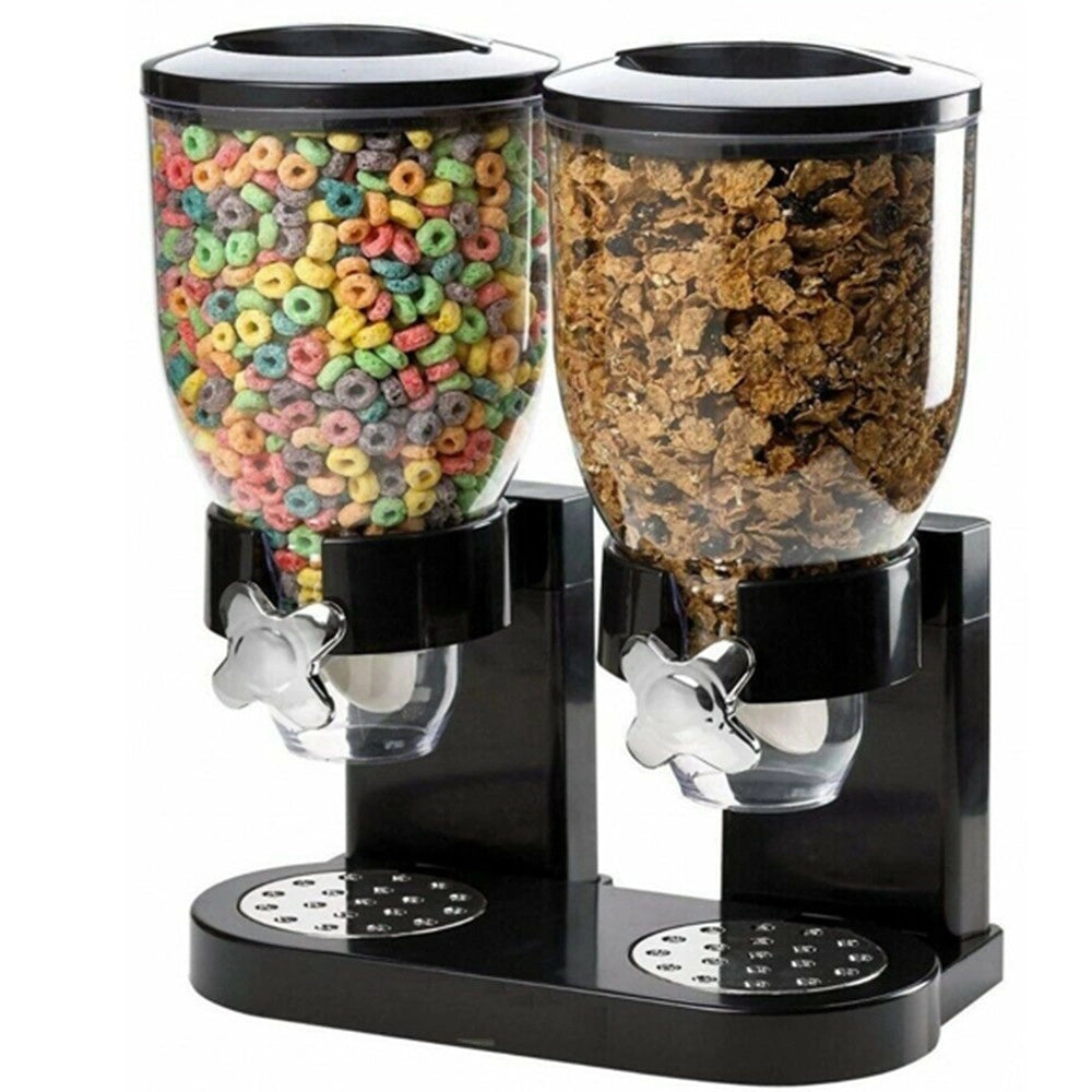 Trade Shop - Dispenser Doppio Contenitore Per Cereali Caramelle Da 2 Litri Con Controllo Porzioni -