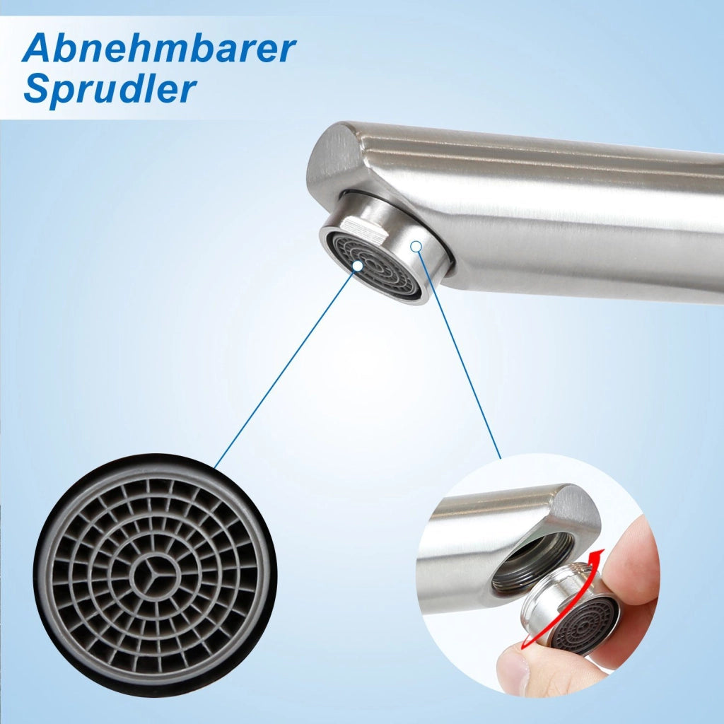 ZMH Rubinetto Lavabo Acciaio Inossidabile Miscelatore Monocomando Alta Pressione Acqua Calda/Fredda Per Bagno/Cucina