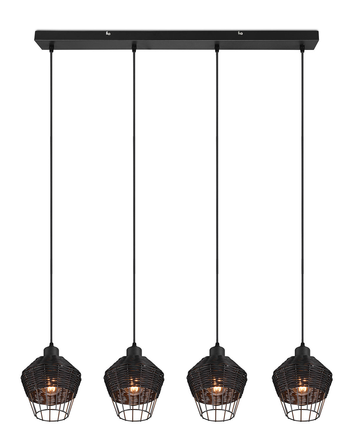 Lampada a Sospensione da Interno Attacco E27 in Tessuto Nero