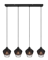 Lampada a Sospensione da Interno Attacco E27 in Tessuto Nero