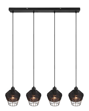 Lampada a Sospensione da Interno Attacco E27 in Tessuto Nero