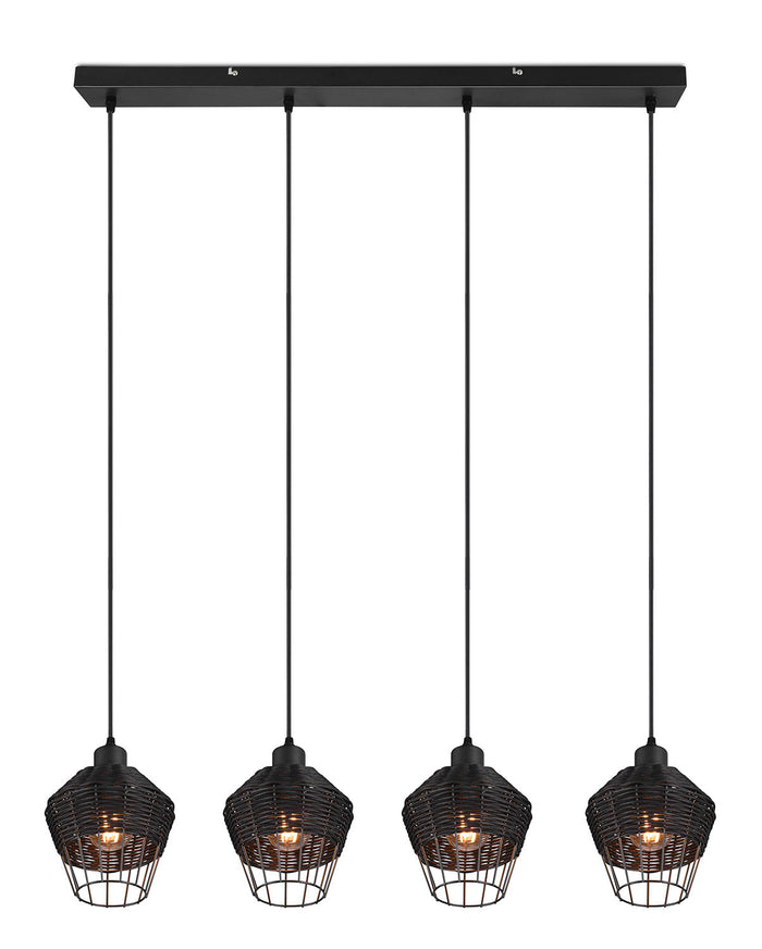 Lampada a Sospensione da Interno Attacco E27 in Tessuto Nero