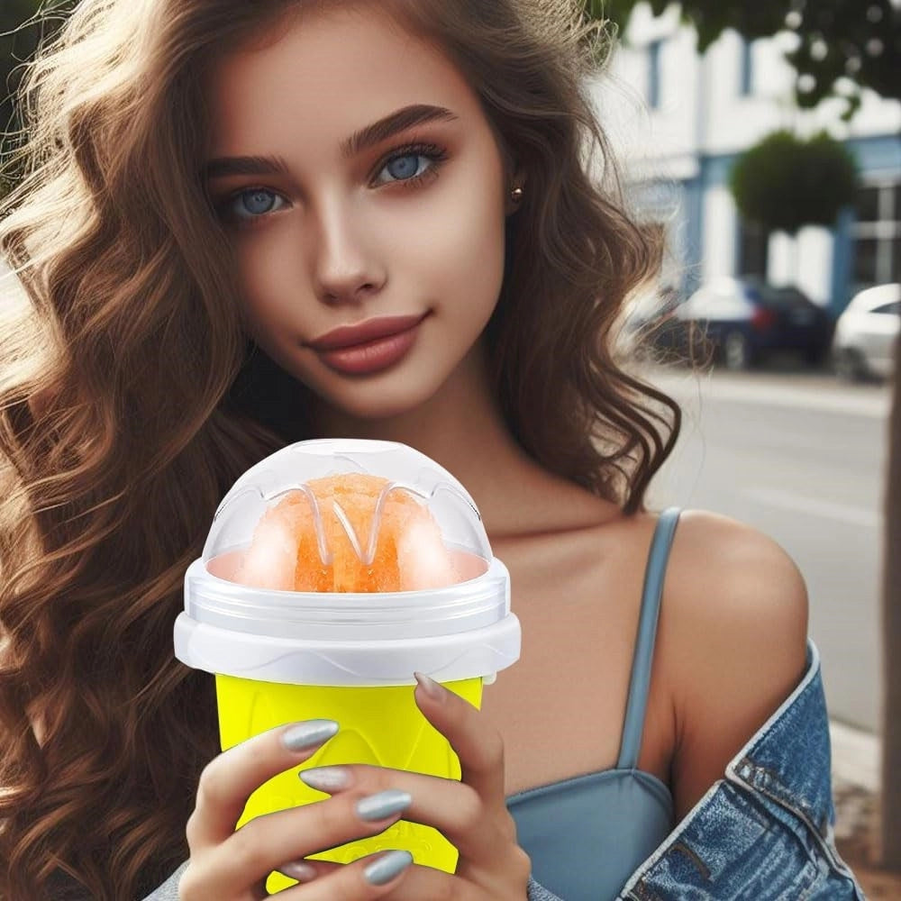 Trade Shop - Tazza Per Granita Di Ghiaccio Magica Congelata Rapida In Silicone Con Cucchiaino -