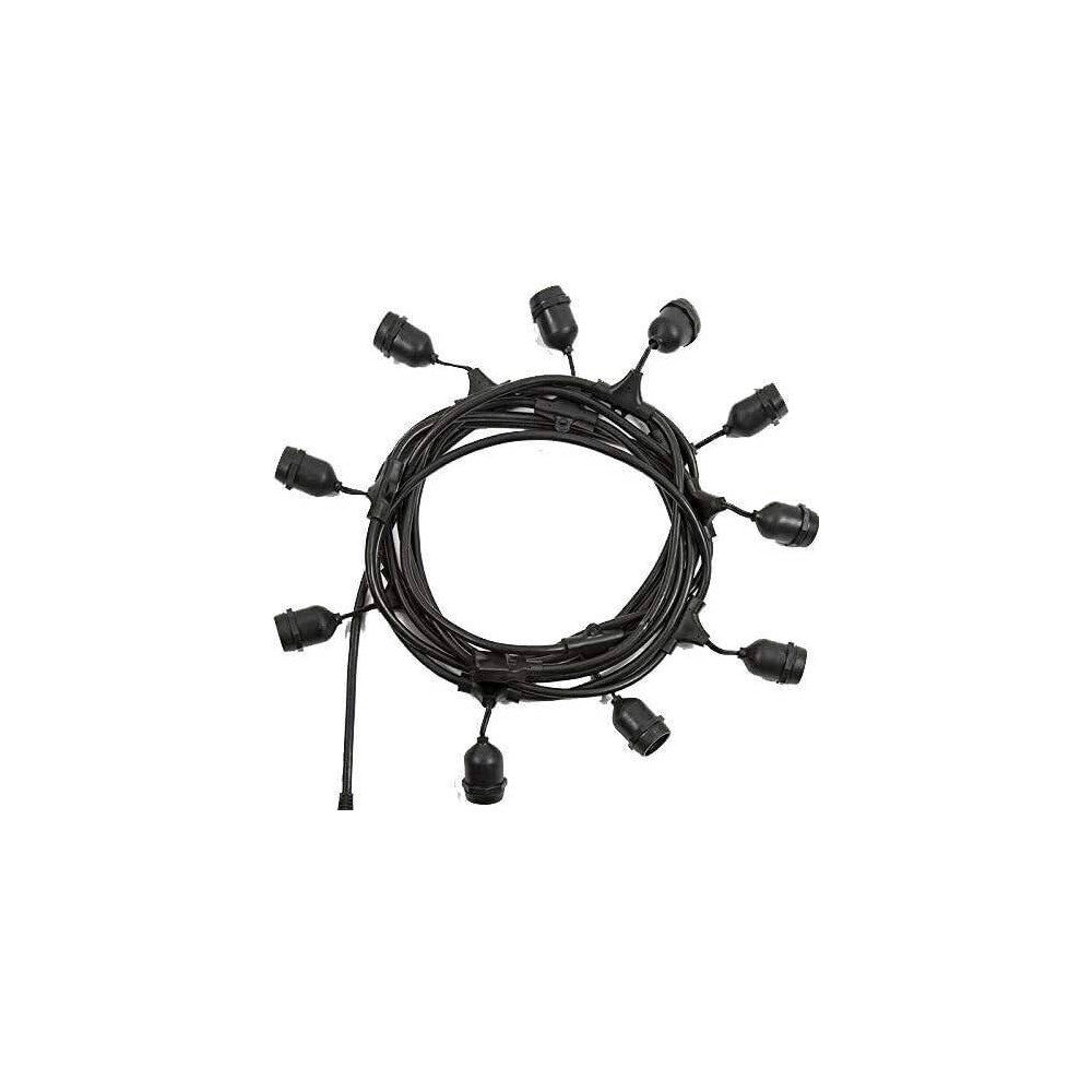 Trade Shop - Cordoniera Con 10 Porta Lampada Attacco E27 Da 10mt Per Uso Esterno Ed Interno -
