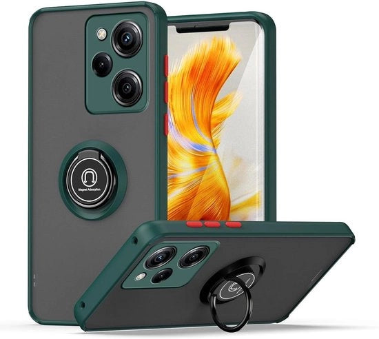 Case per Xiaomi Poco X5 Pro 5G - Copertura robusta e shockassorbente con supporto e stand con standard. Verde scuro. Protegge e multifunzionale.