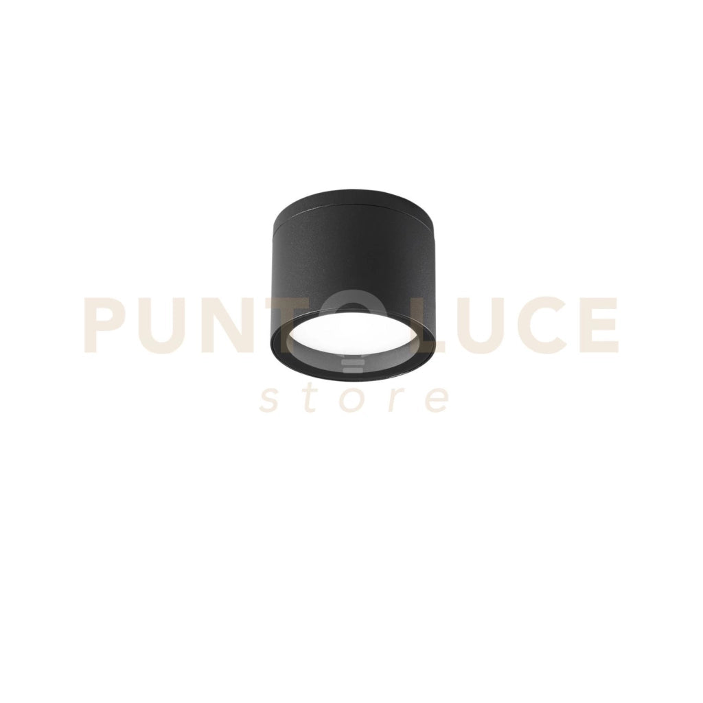 PLAFONIERA TOWER NERA TONDA 1 LUCE ATTACCO GX53 IP54 9X7,2CM