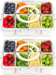 Piatto di servizio divisibile con coperchio e manico - Contenitore per snack charcuterie - Borsa portatile per snack - Organizzatore per frutta e snack - Ideale per feste - 2 pezzi