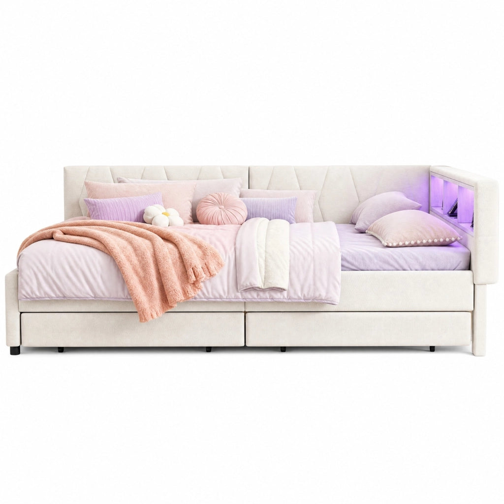 Letto a scomparsa con LED, cassetti e ricarica integrata