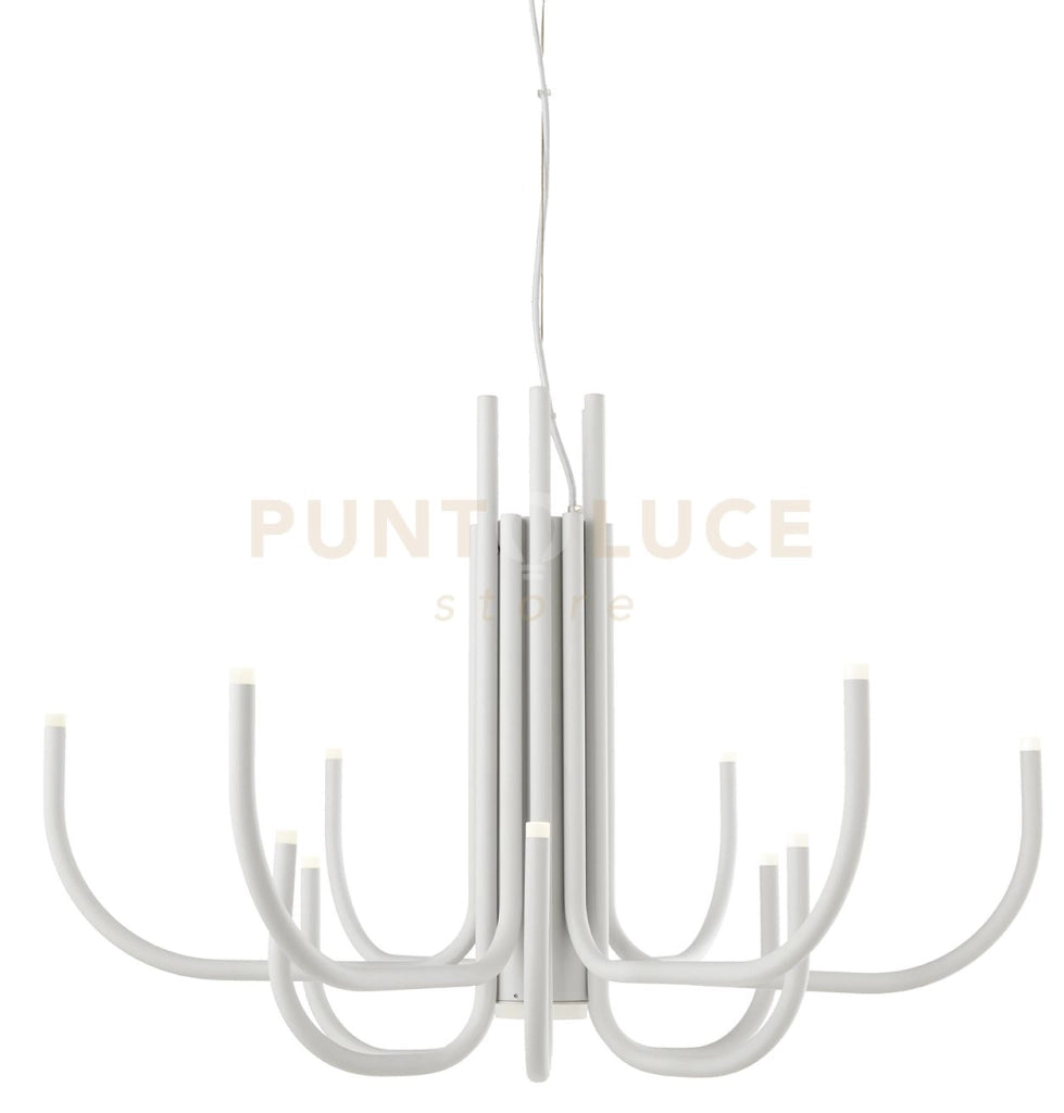 SOSPENSIONE ART NOUVEAU 12 BRACCETTI A LED 3000K 1860LM 35W DIMMERABILE D.78CM BIANCO
