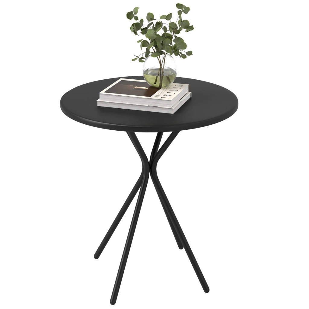 Tavolo da giardino rotondo ¨C zephmum ¨C nero, acciaio, ?60 cm
