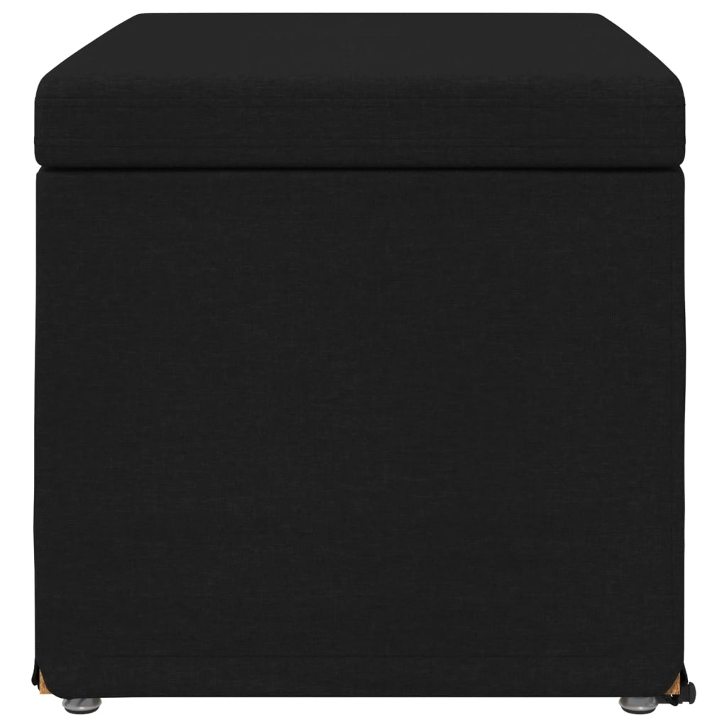 Pouf Nero 61 x 41 x 40 cm Tessuto e Legno Ingegnerizzato
