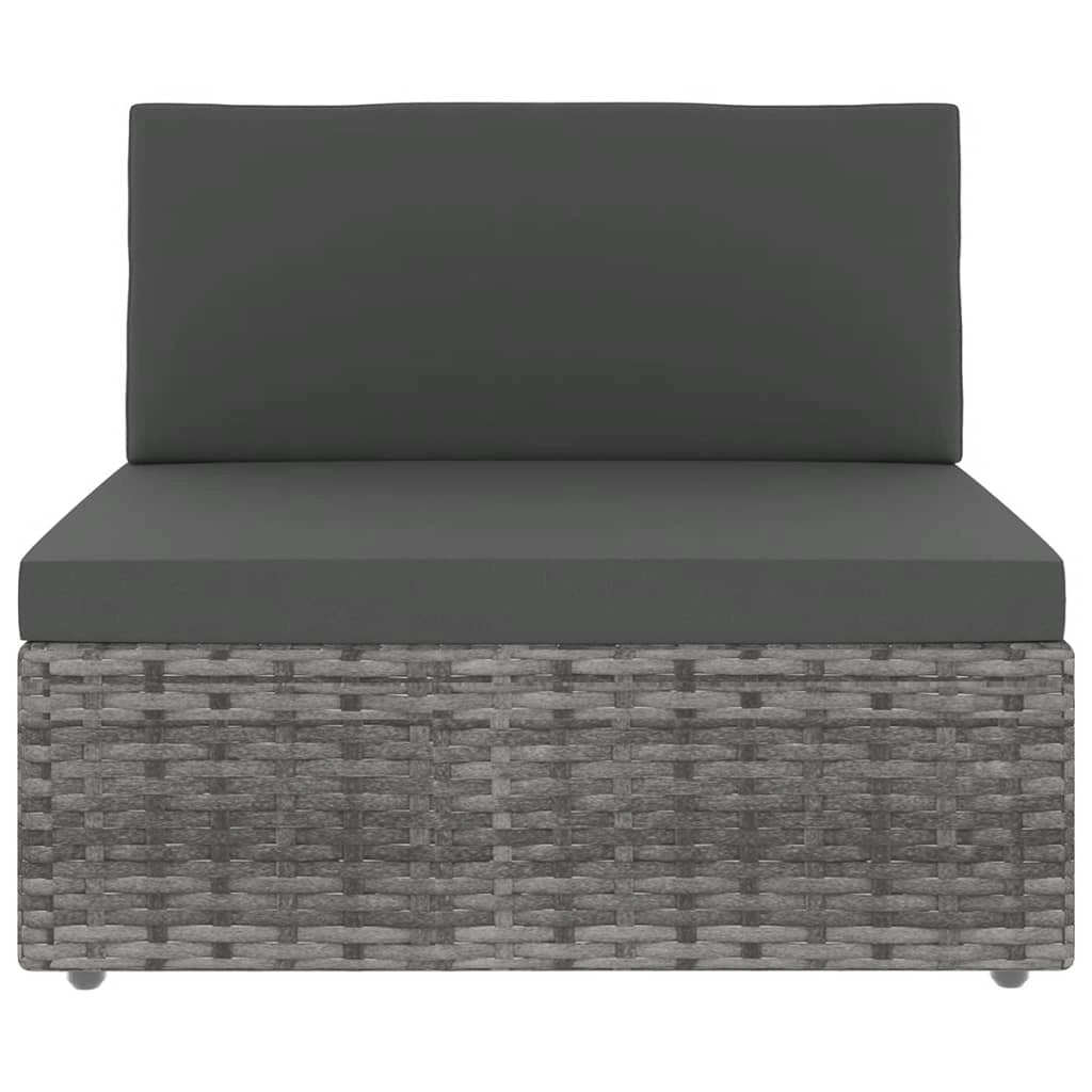 Set di mobili da giardino mobili da esterno 7 pezzi con cuscini resina intrecciata grigia 02_0017223