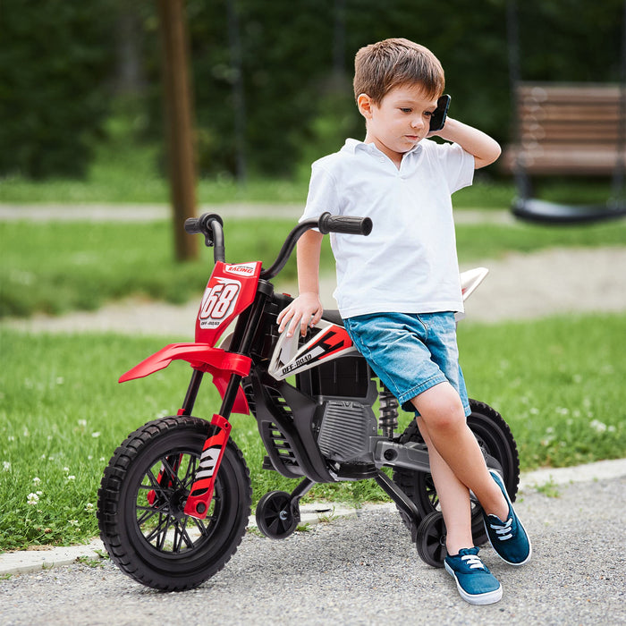 Moto Elettrica per Bambini con Rotelle e Indicatore di Carica Rosso